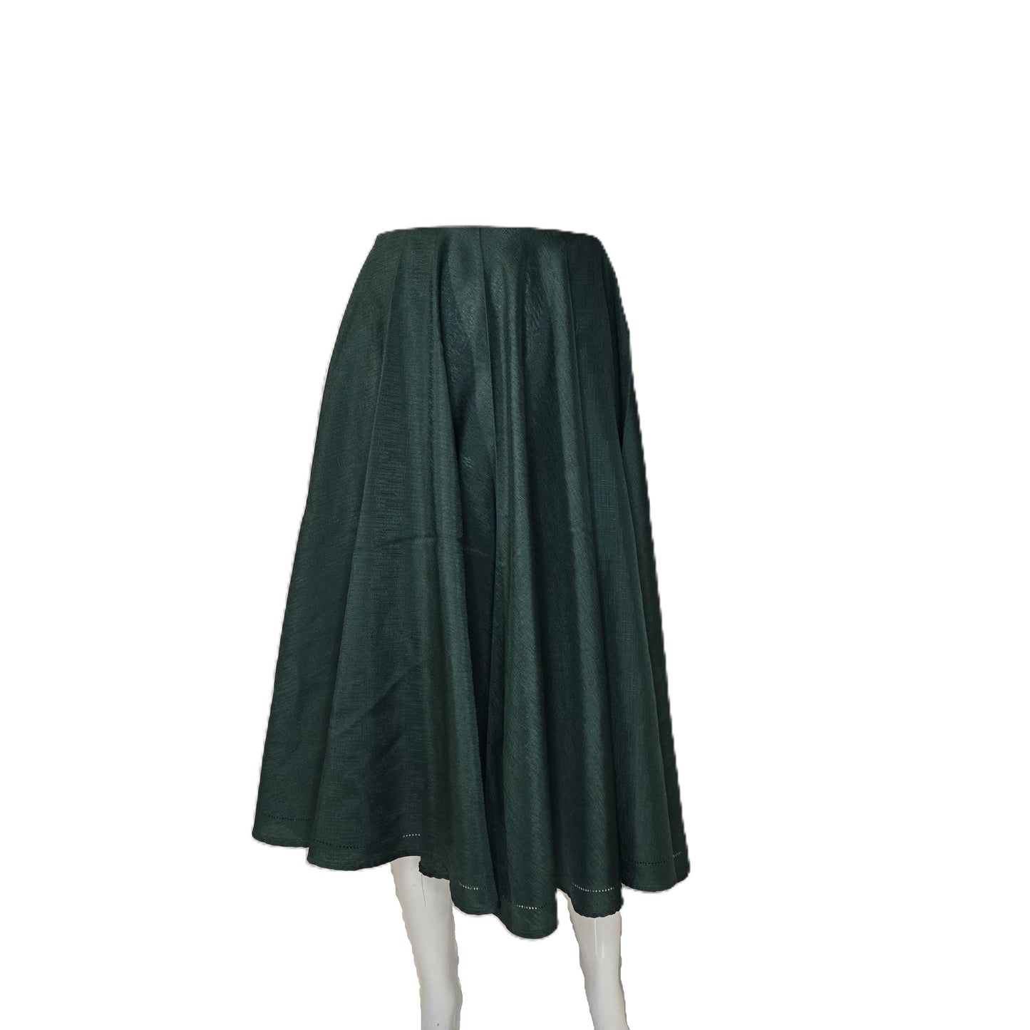 Green Circle Skirt with Perforated Trim