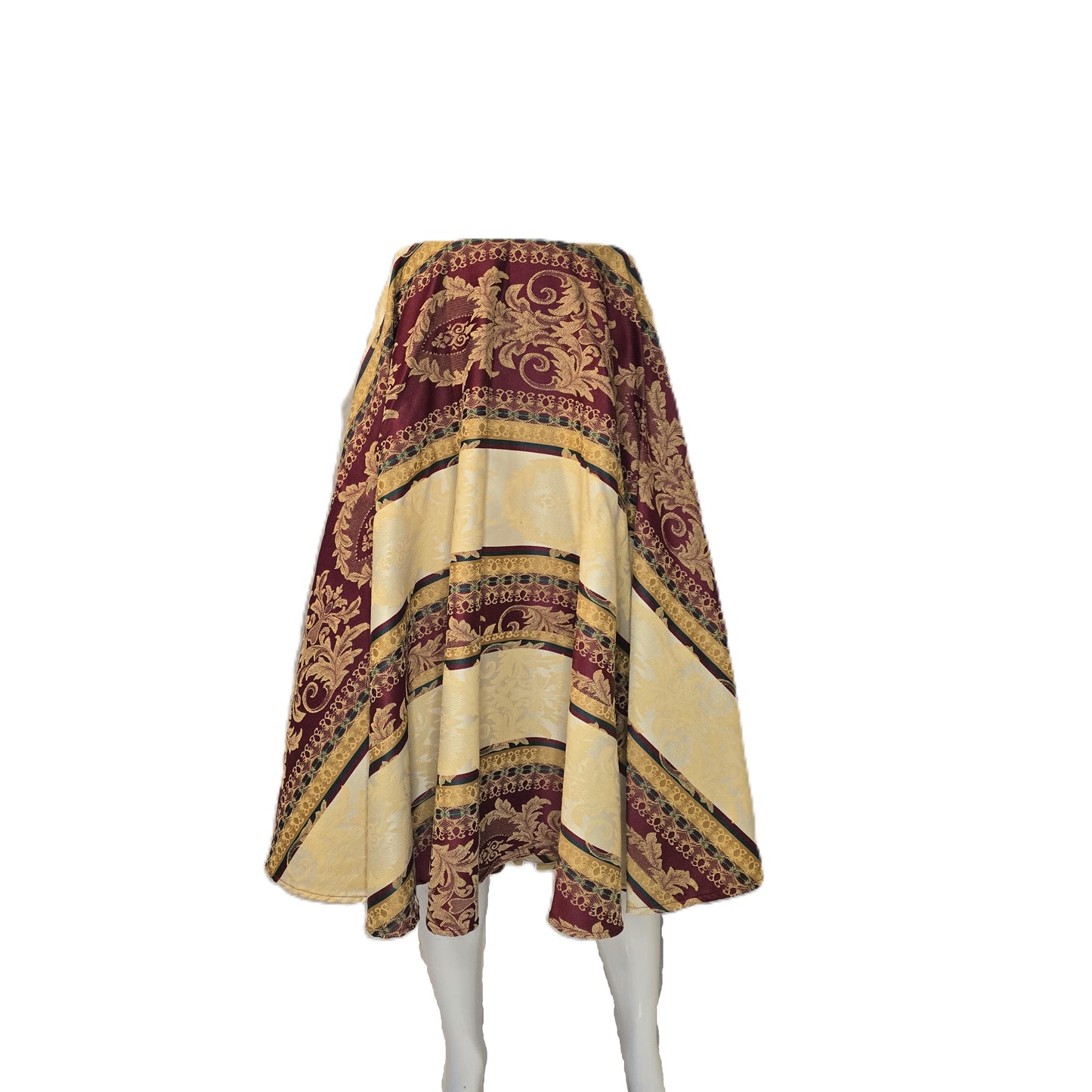 Red and Gold Brocade Stripe Circle Skirt