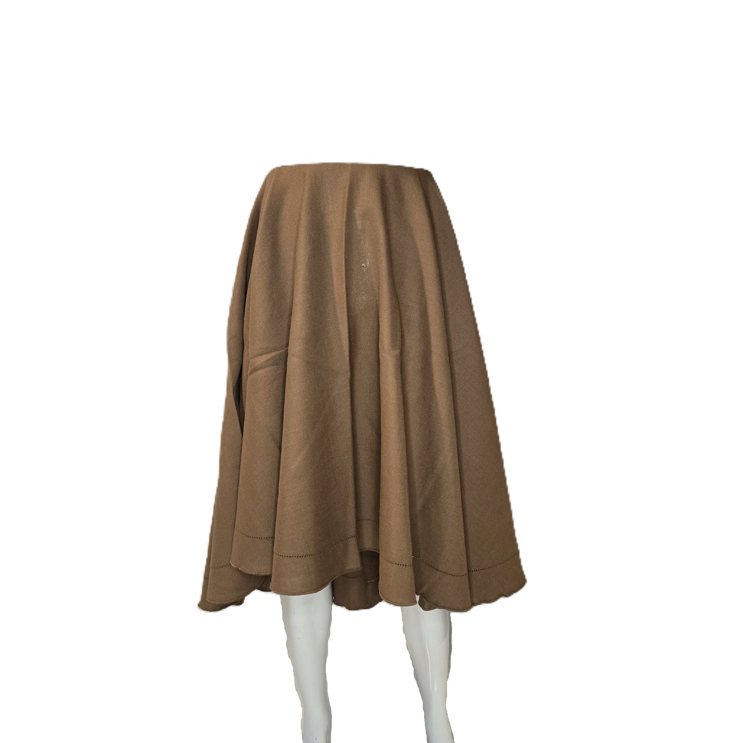Mocha Brown Circle Skirt with Perforated Trim