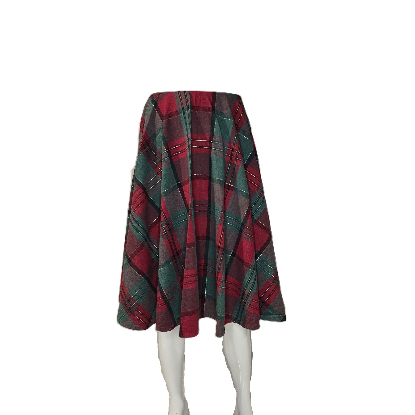 Red, Green and Gold Plaid Circle Skirt