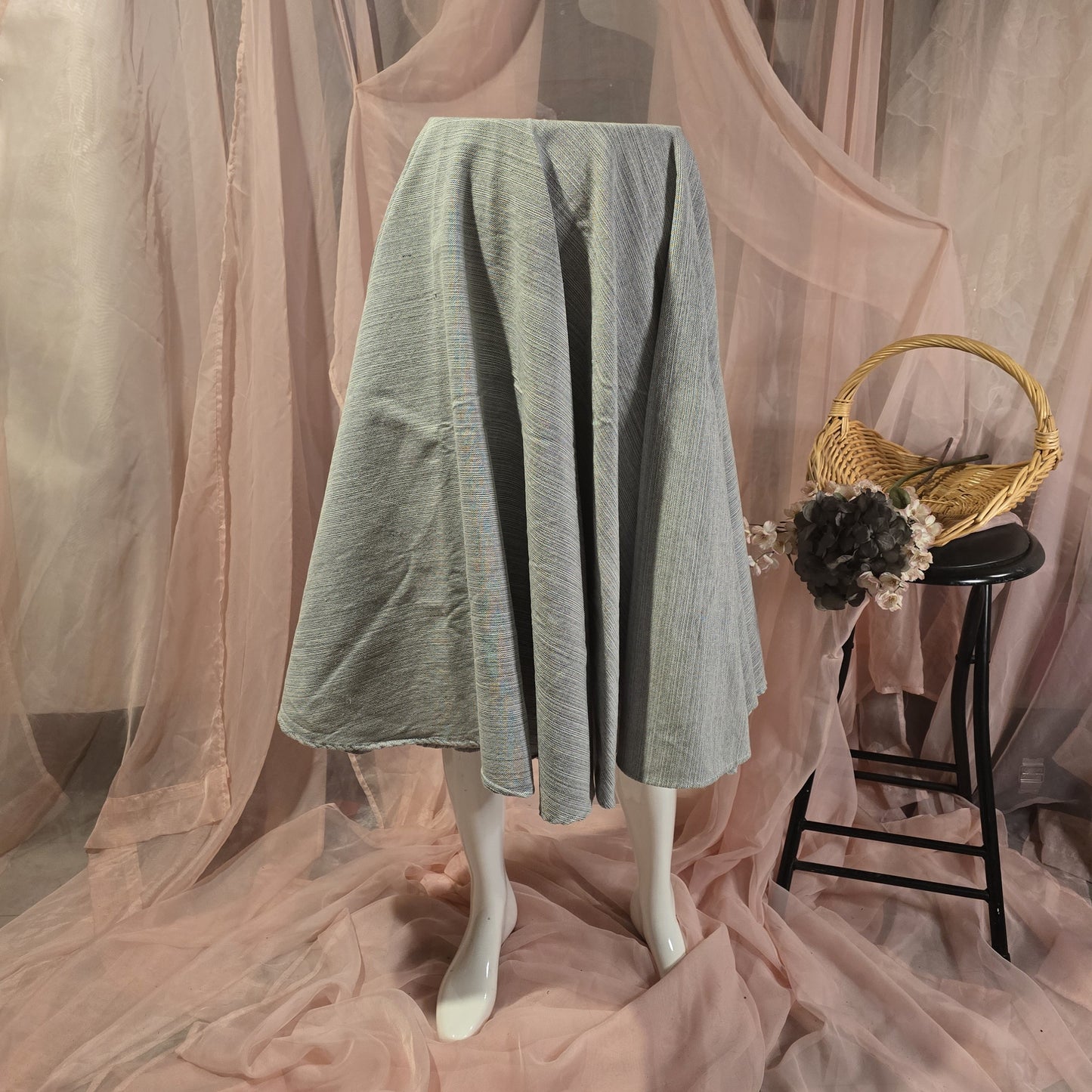 Gray Stripe Circle Skirt
