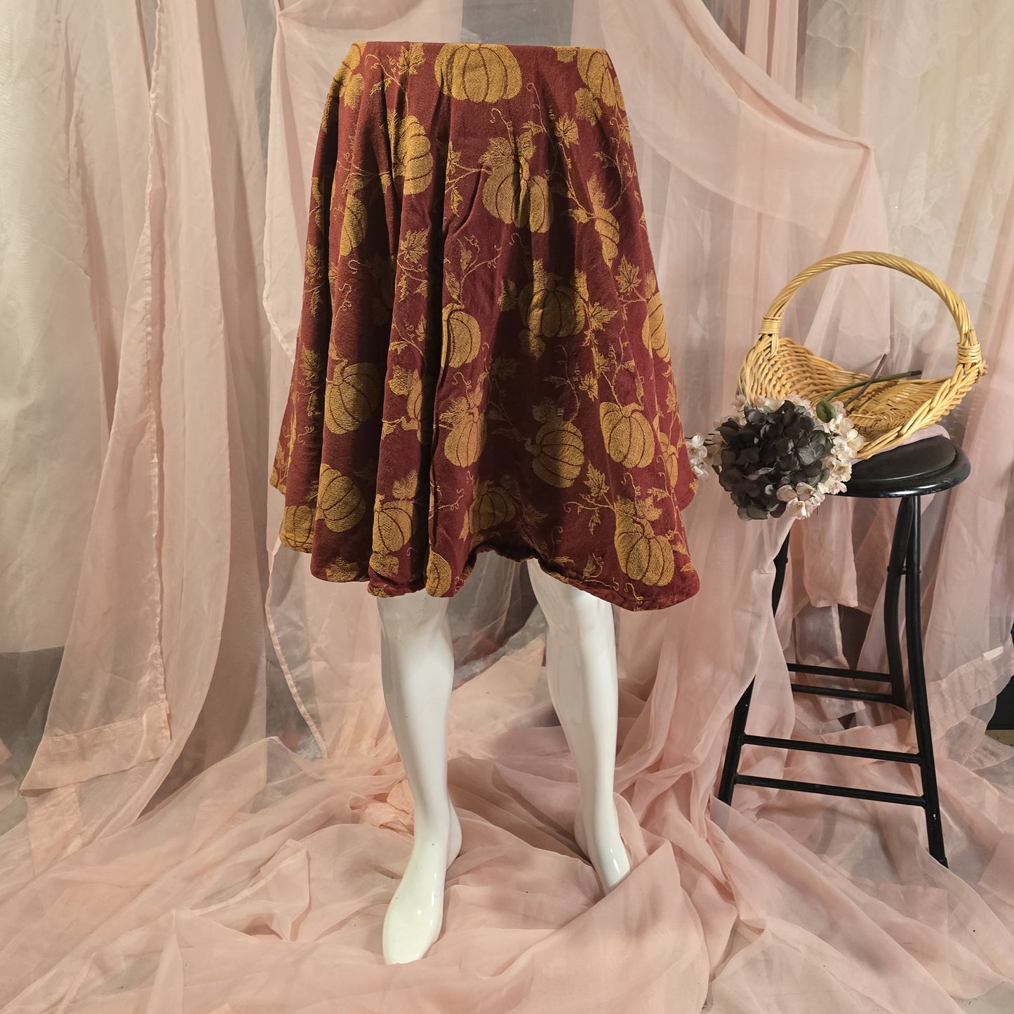 Red Pumpkin Circle Skirt
