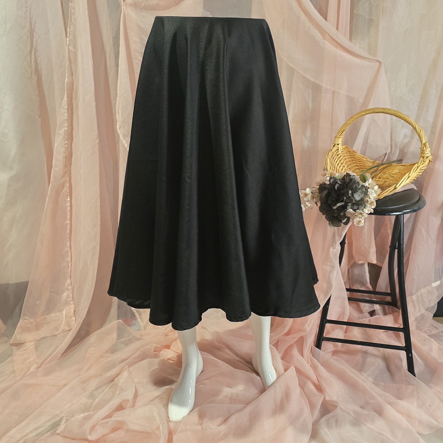 Black Polyester Circle Skirt