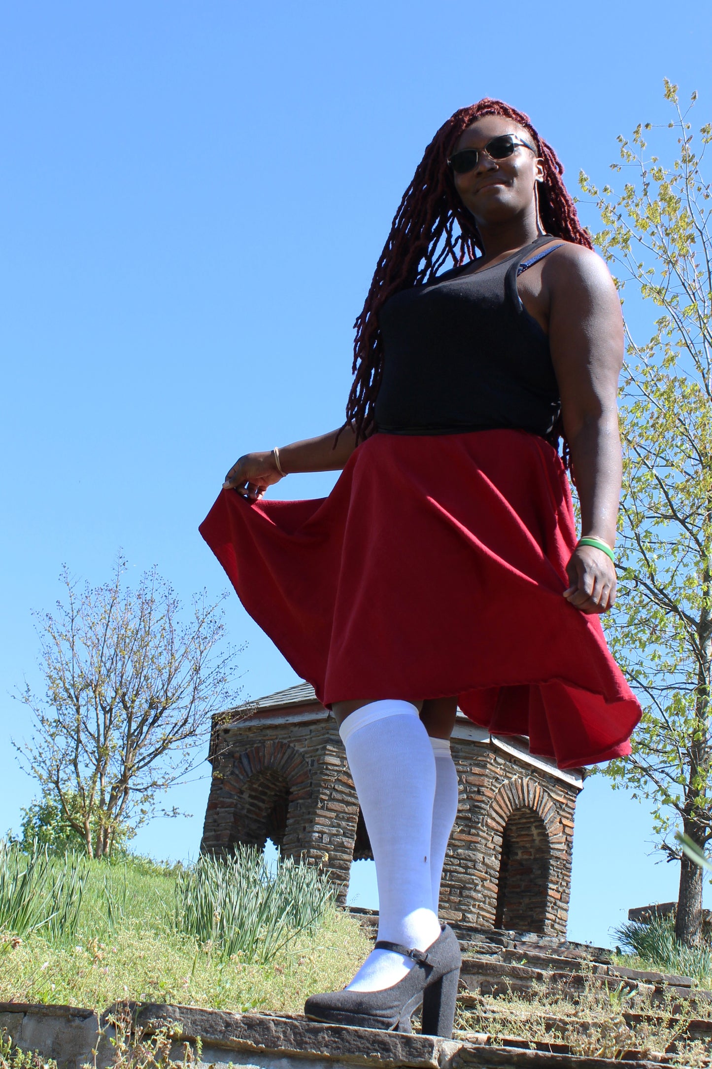 Dark Green Circle Skirt