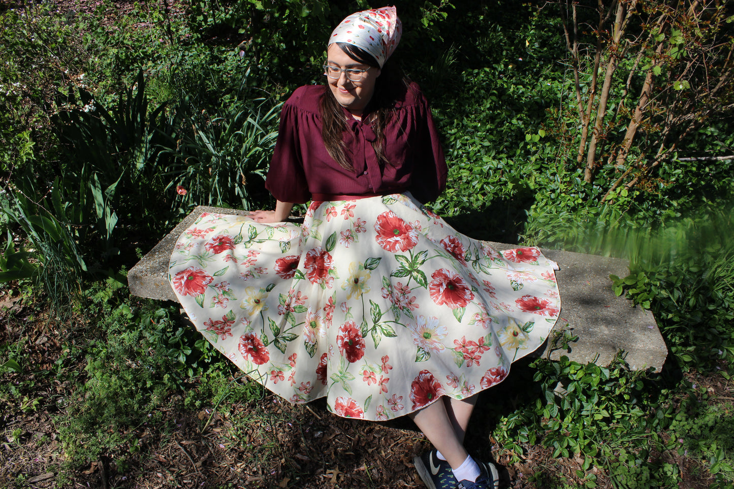 Blue Embroidered Circle Tablecloth Skirt
