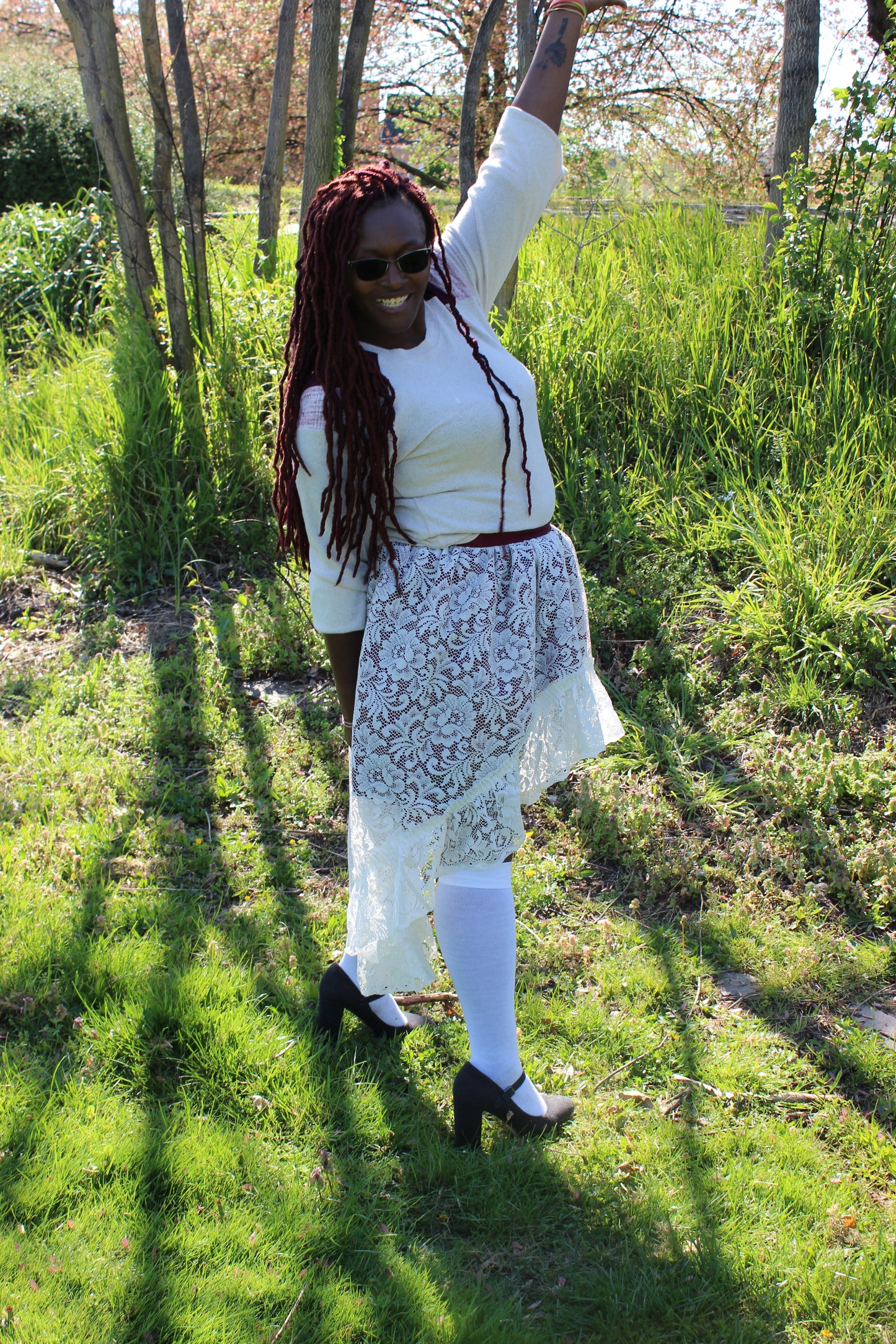 Cream High Low Skirts