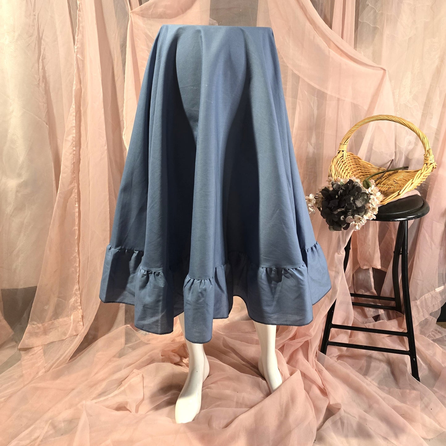 Dark Periwinkle Ruffled Circle Skirt