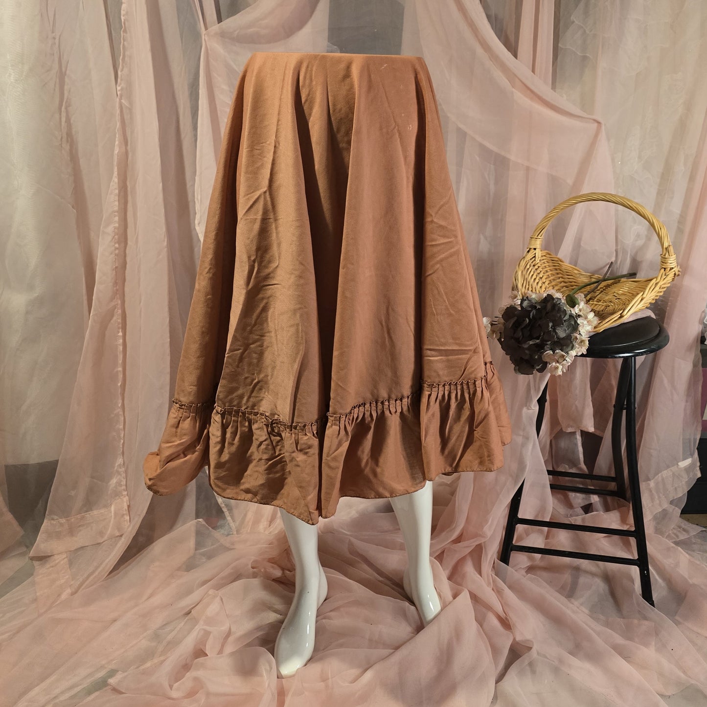 Dusty Orange Ruffled Circle Skirt
