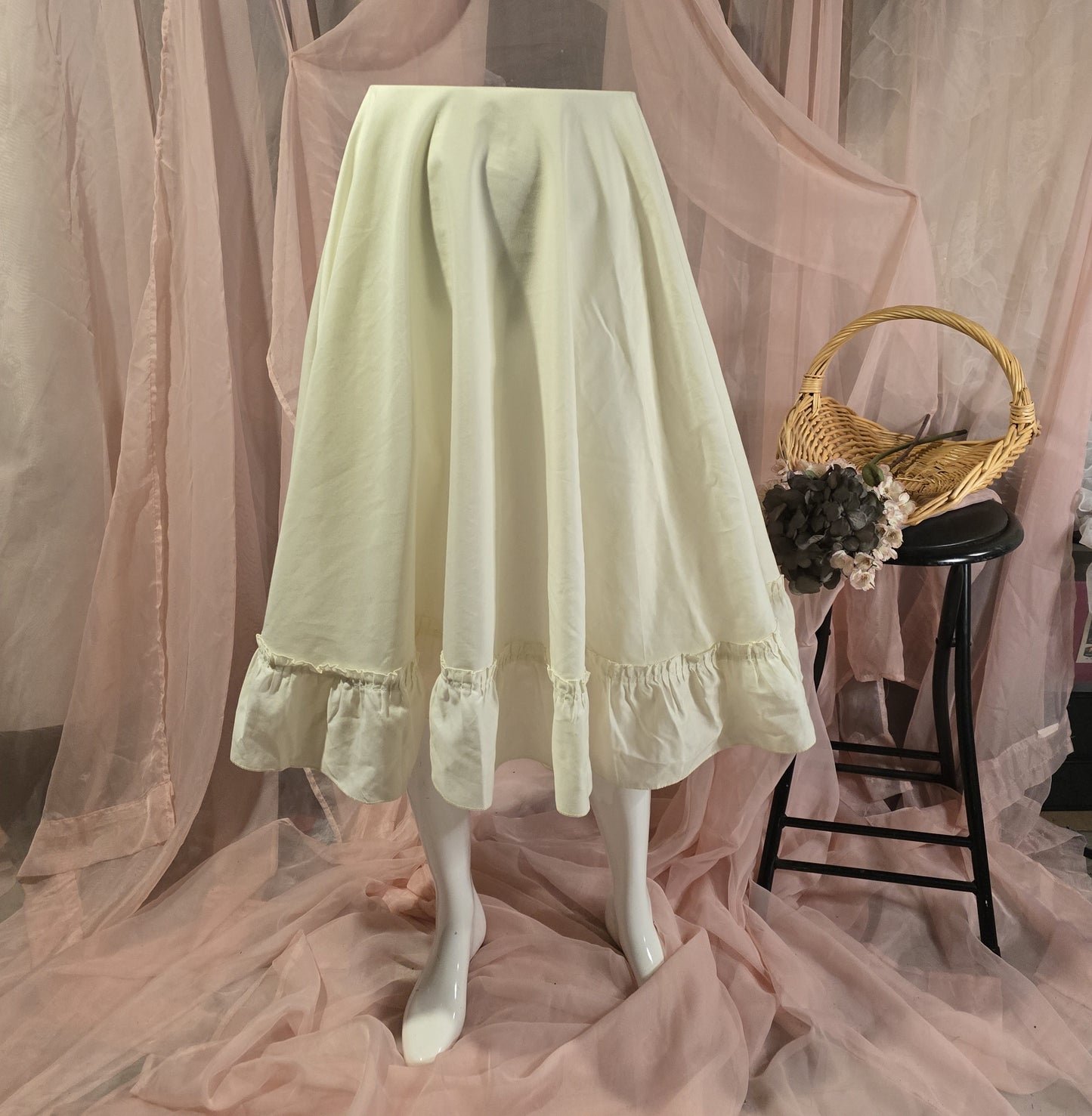 Cream Ruffled Circle Skirt