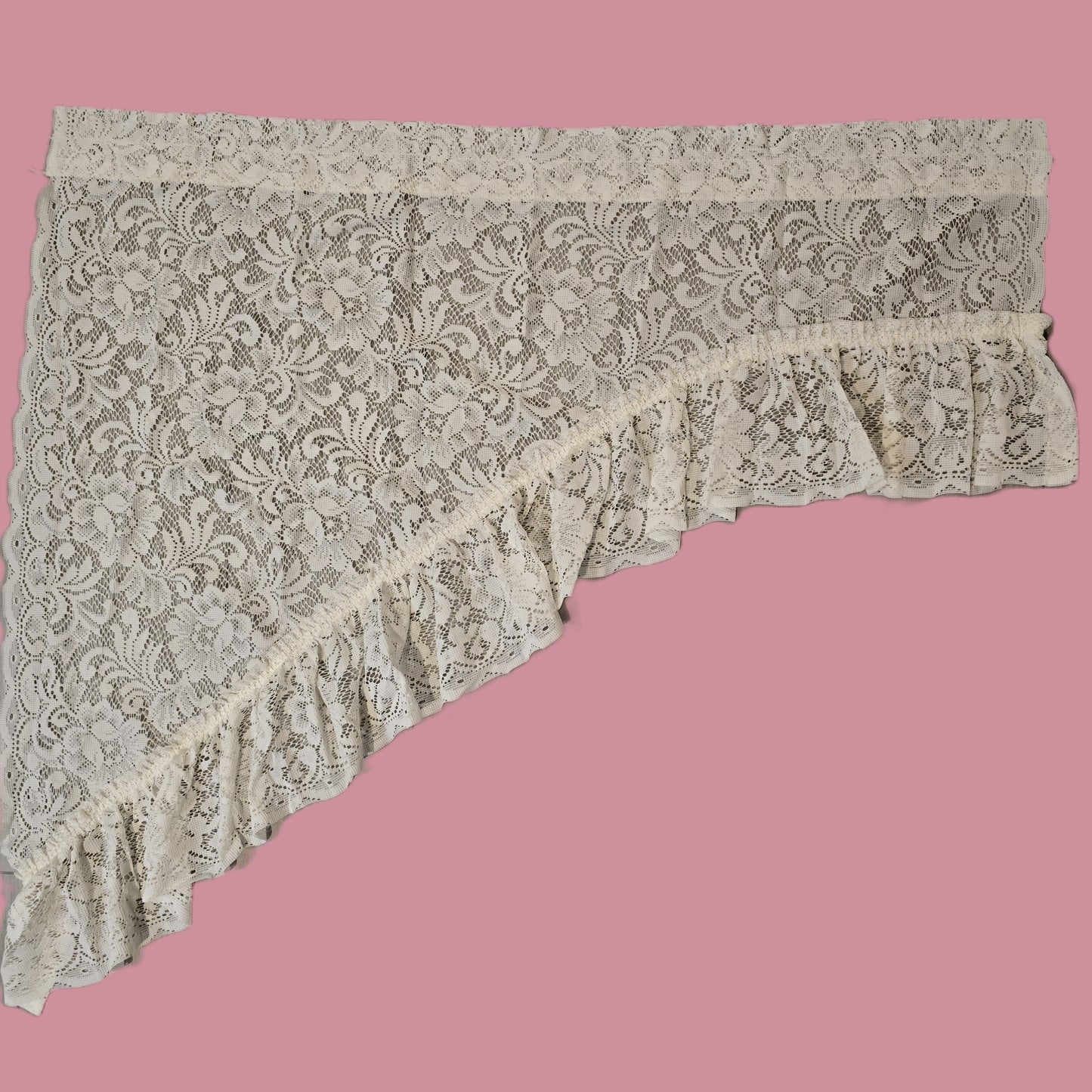 Cream Floral Lace High Low Valance Skirt