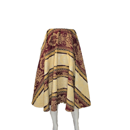 Red and Gold Brocade Stripe Circle Tablecloth Skirt