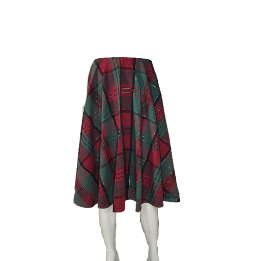 Red, Green and Gold Plaid Circle Tablecloth Skirt