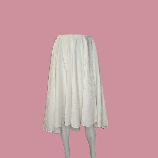 White Floral Brocade Circle Tablecloth Skirt