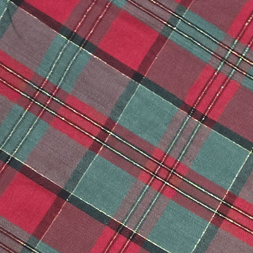 Red, Green and Gold Plaid Circle Tablecloth Skirt