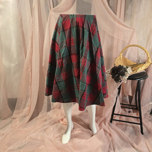 Red, Green and Gold Plaid Circle Skirt