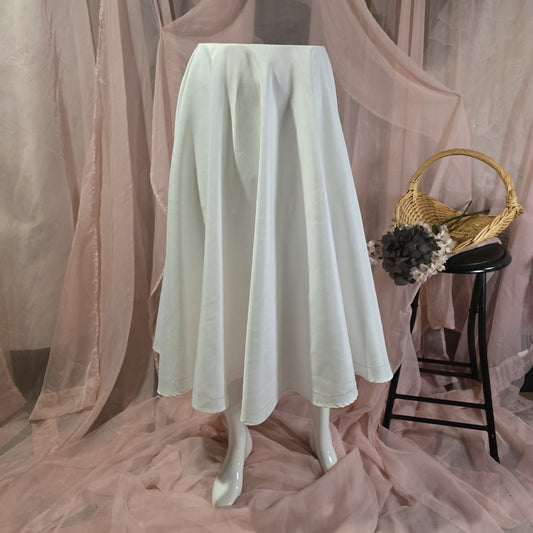 White Circle Skirt with Perforated Trim