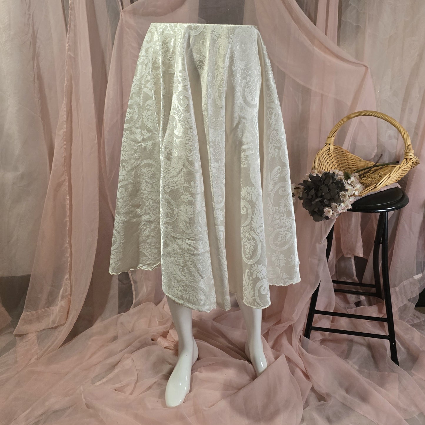 Ivory Jacquard Circle Skirt
