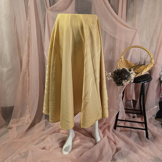 Mustard Yellow Brocade Stripe Circle Skirt