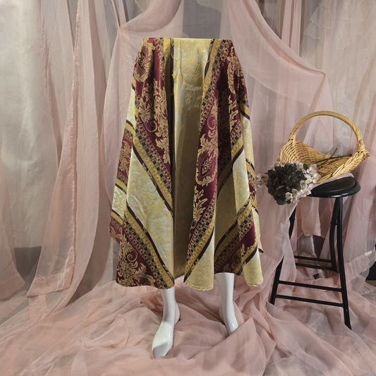 Red and Gold Brocade Stripe Circle Skirt