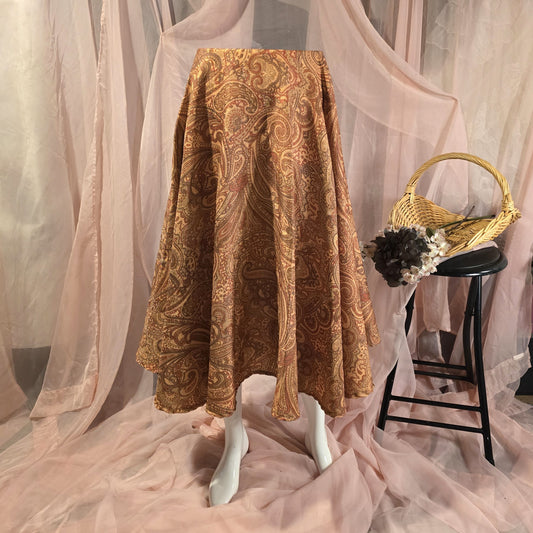 Orange Paisley Circle Skirt
