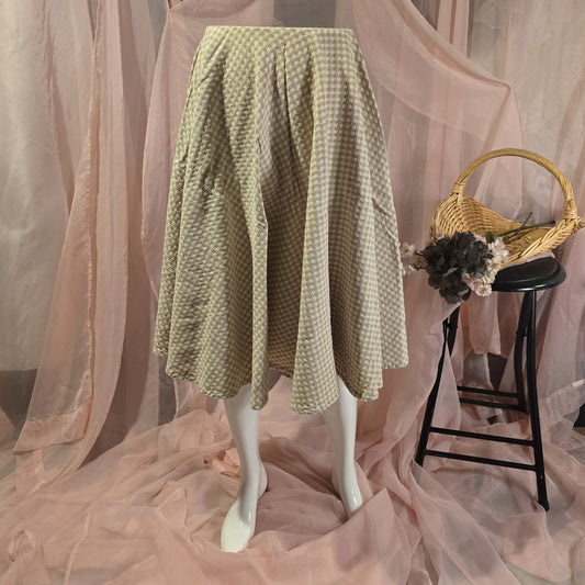 Khaki Houndstooth Circle Skirt
