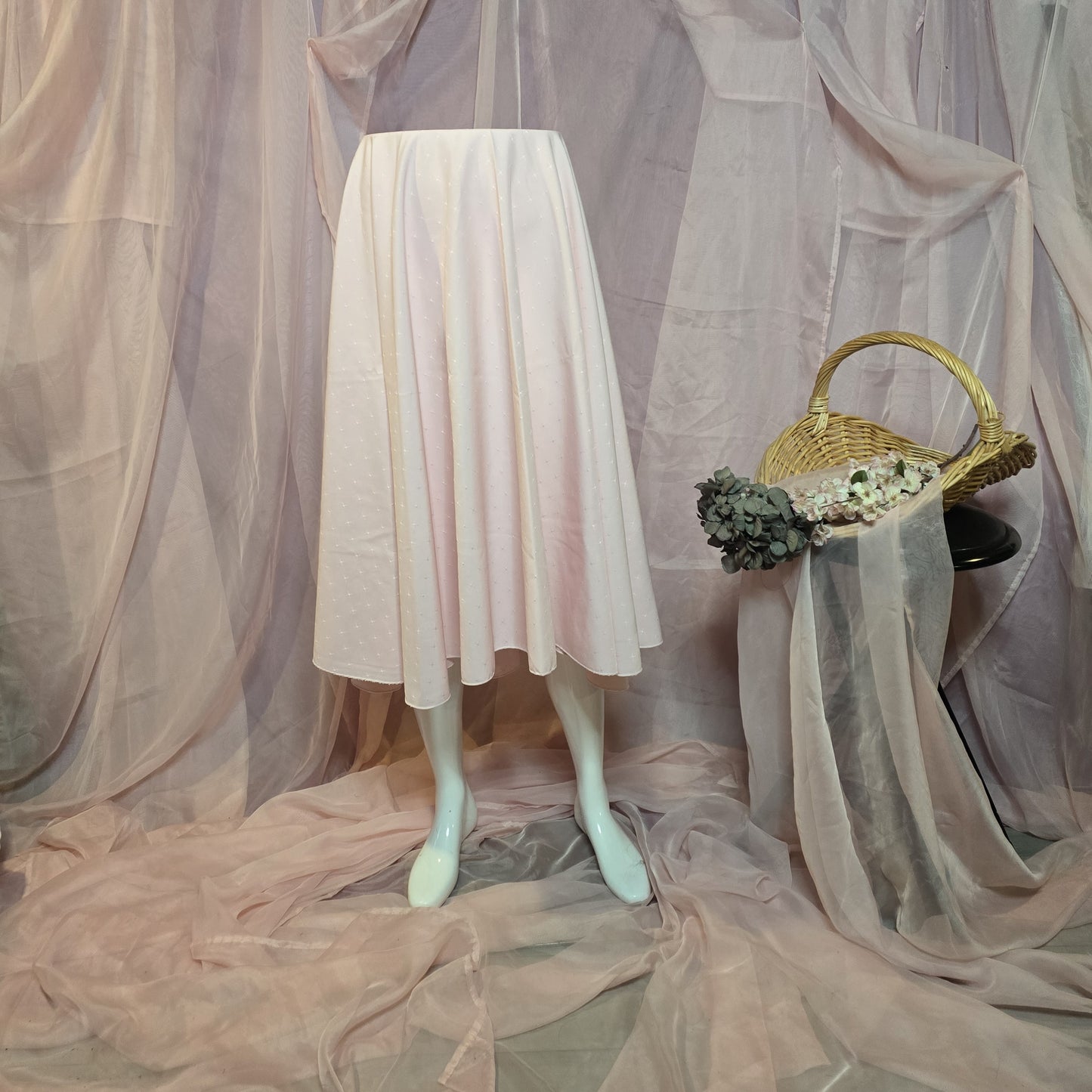 Pink Star Damask Circle Tablecloth Skirt