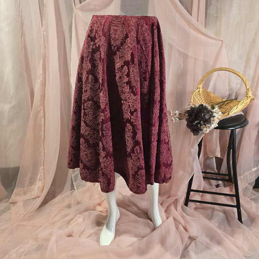 Wine Red Jacquard Circle Skirt