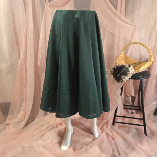 Green Circle Skirt with Perforated Trim
