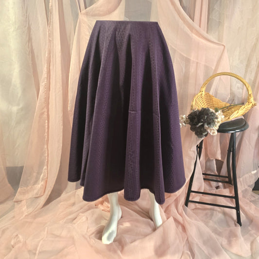 Eggplant Purple Jacquard Circle Skirt