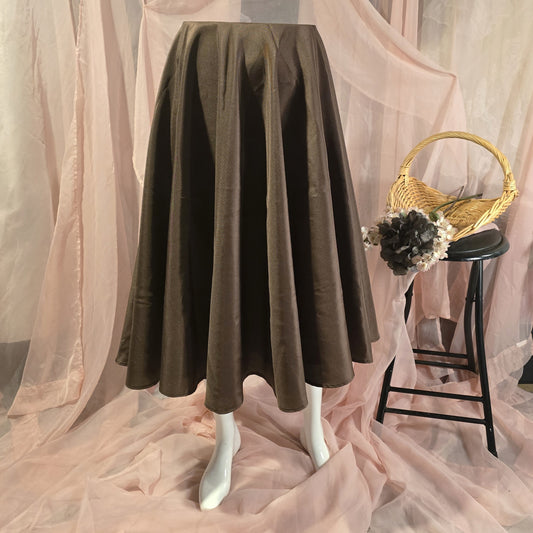 Brown Polyester Circle Skirt