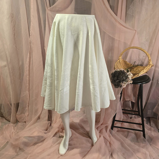 White Floral Damask Circle Skirt