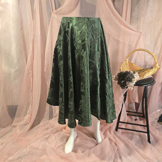 Emerald Green Damask Circle Skirt