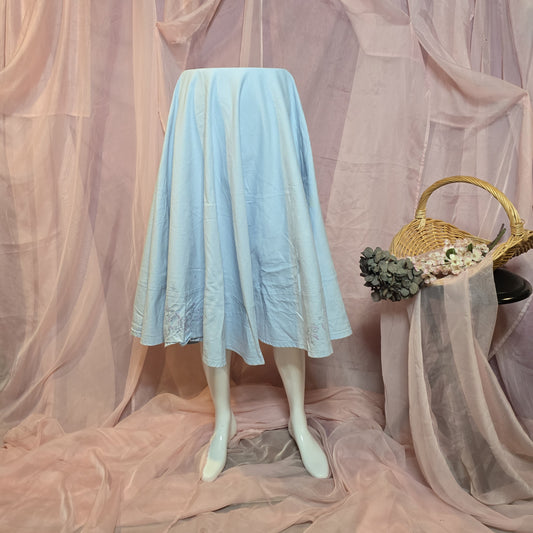 Blue Embroidered Circle Tablecloth Skirt