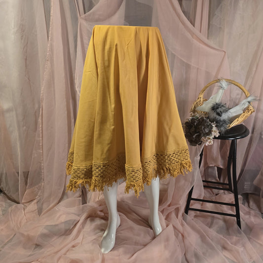 Gold Circle Skirt with Crochet Fringe
