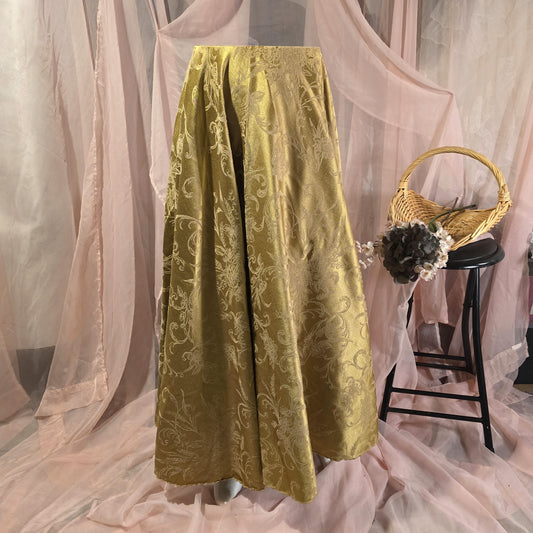 Long Gold Floral Brocade Circle Skirt