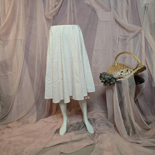 Pink Circle Tablecloth Skirt with Floral Burnout