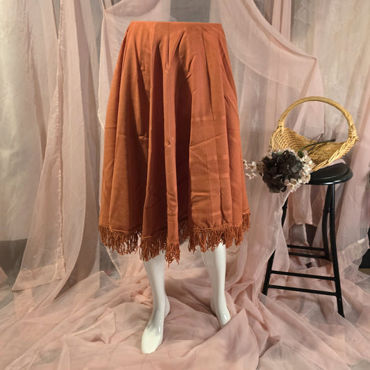 Orange Circle Skirt with Fringe Trim