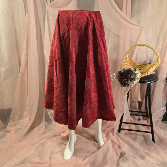 Red Jacquard Circle Skirt