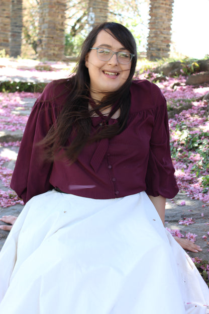 Light Blue Circle Tablecloth Skirt with Scalloped Hem