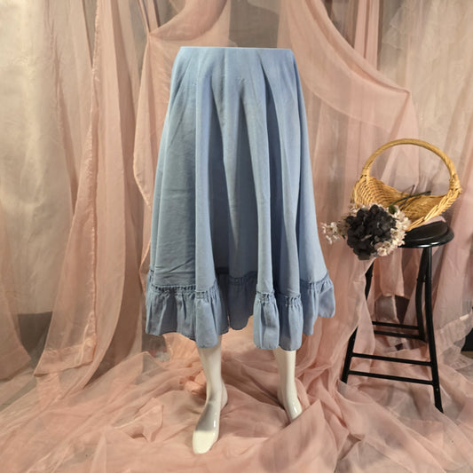 Light-wash Blue Ruffled Circle Skirt