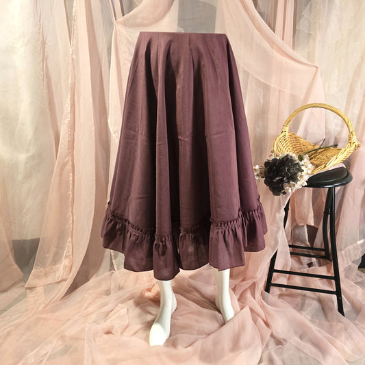Short Maroon Ruffled Circle Skirt