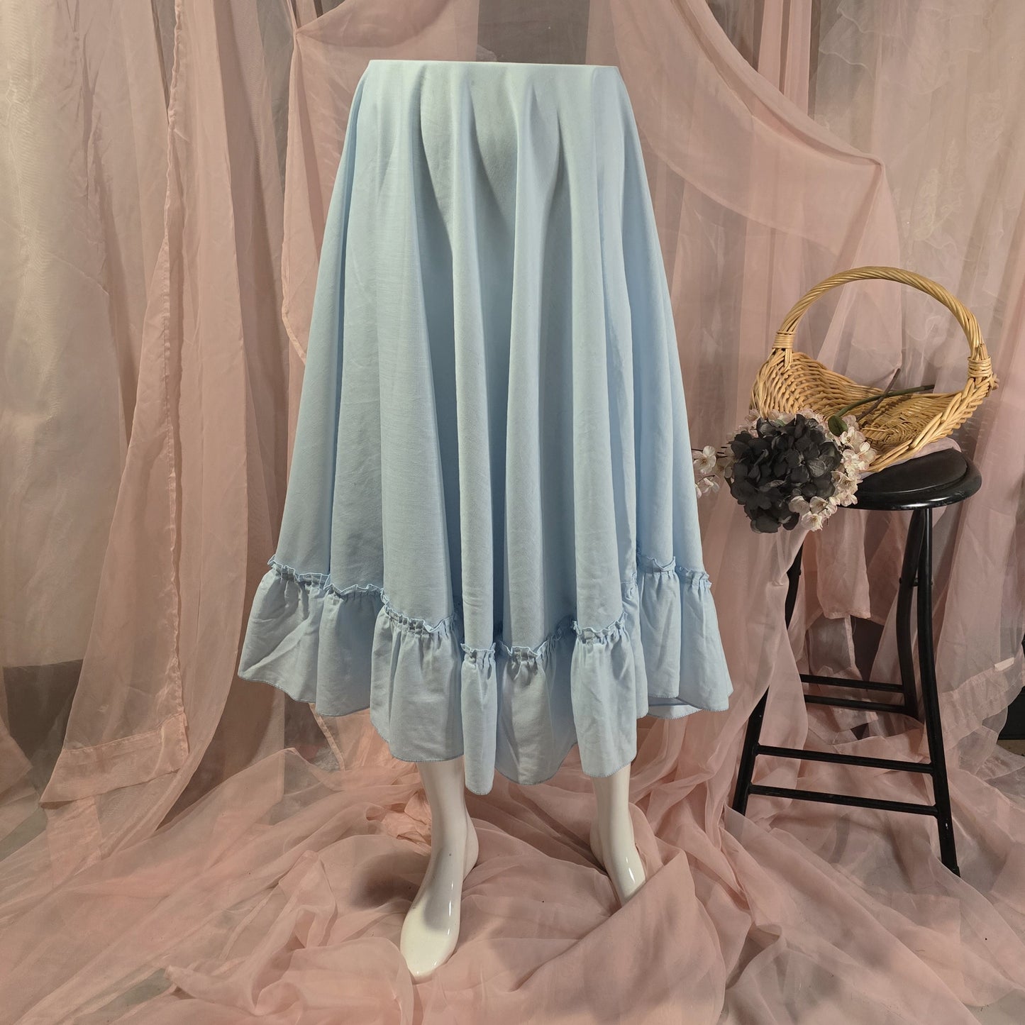 Light Blue Ruffled Circle Skirt