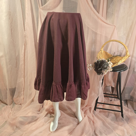 Maroon Ruffled Circle Skirt