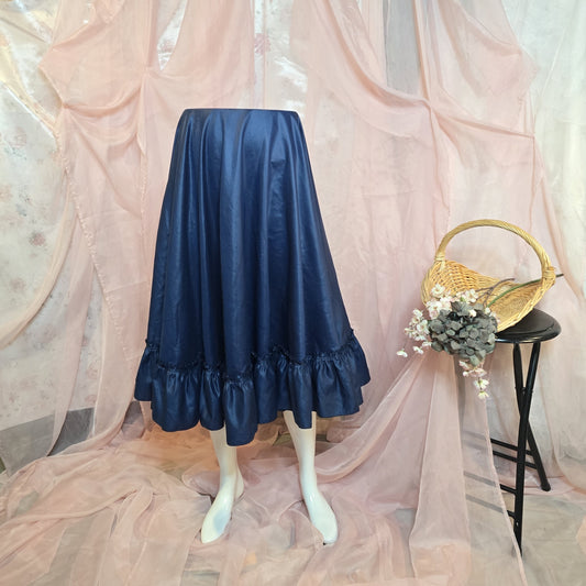 Navy Ruffled Circle Skirt